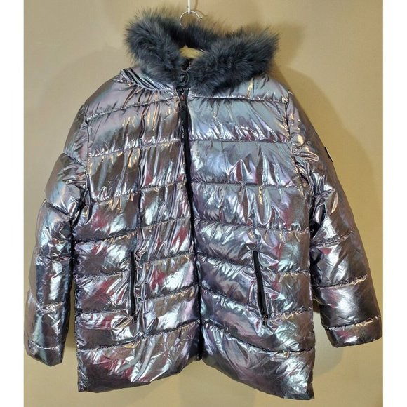 Warm & Cozy WHITE MARK Gray Metallic PUFFER JACKET PLUS Size XXL 2X - Picture 5 of 10